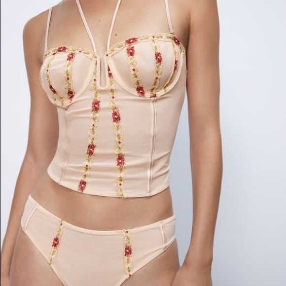 ZARA floral embroidered bustier - Picture 2 of 4